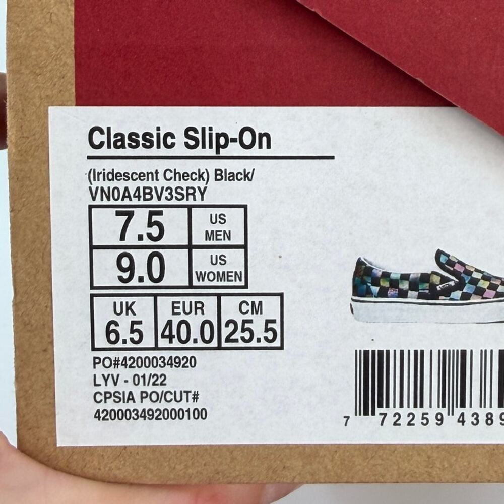 LIKE NEW VANS Classic Slip On Sneaker in Iridescent Check 9 - Picture 7 of 7